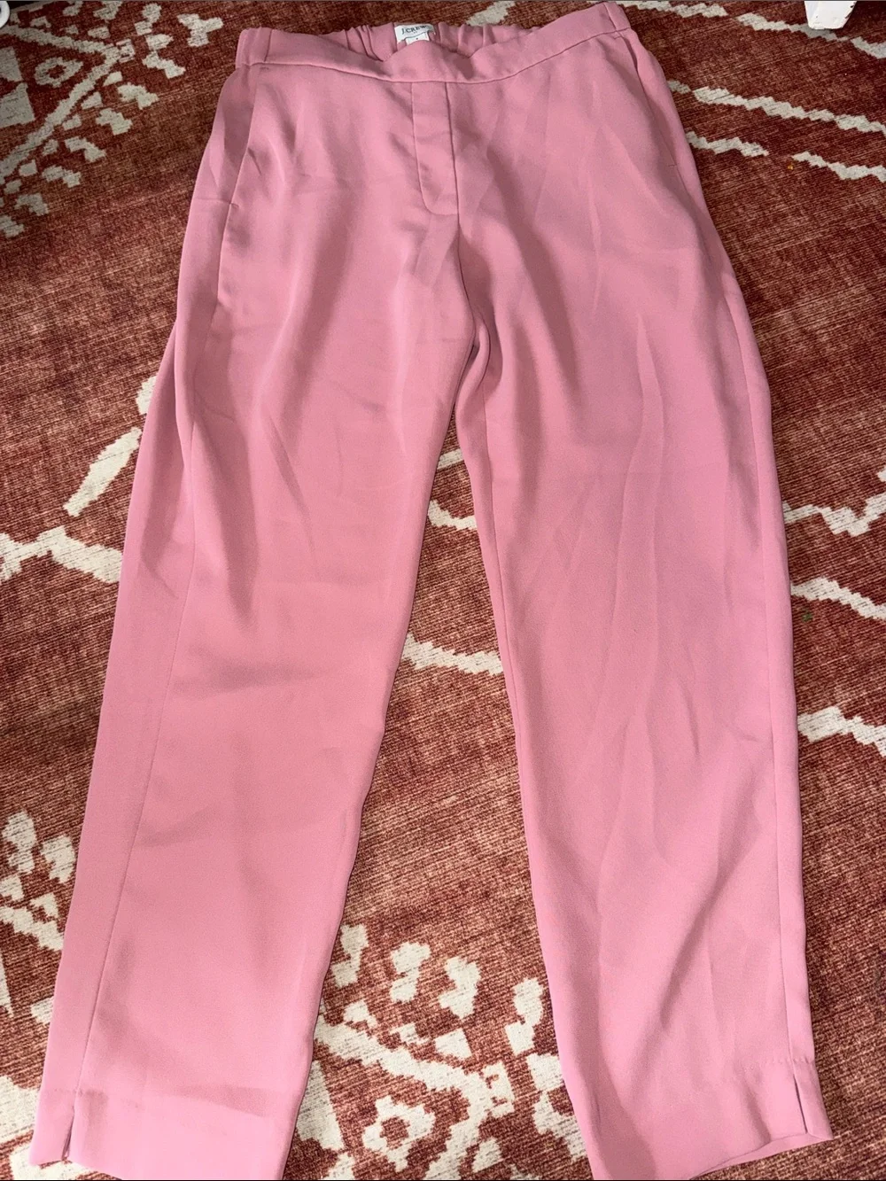 J. Crew Pink Straight-Leg Trousers